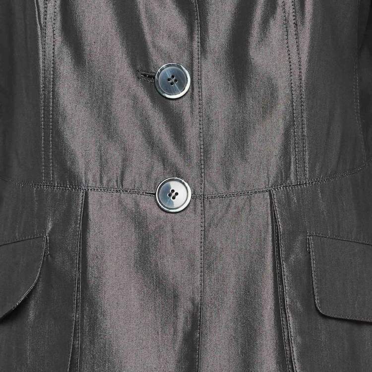 Pre Owned Armani Collezioni Grey Cotton Blend Pant Suit M