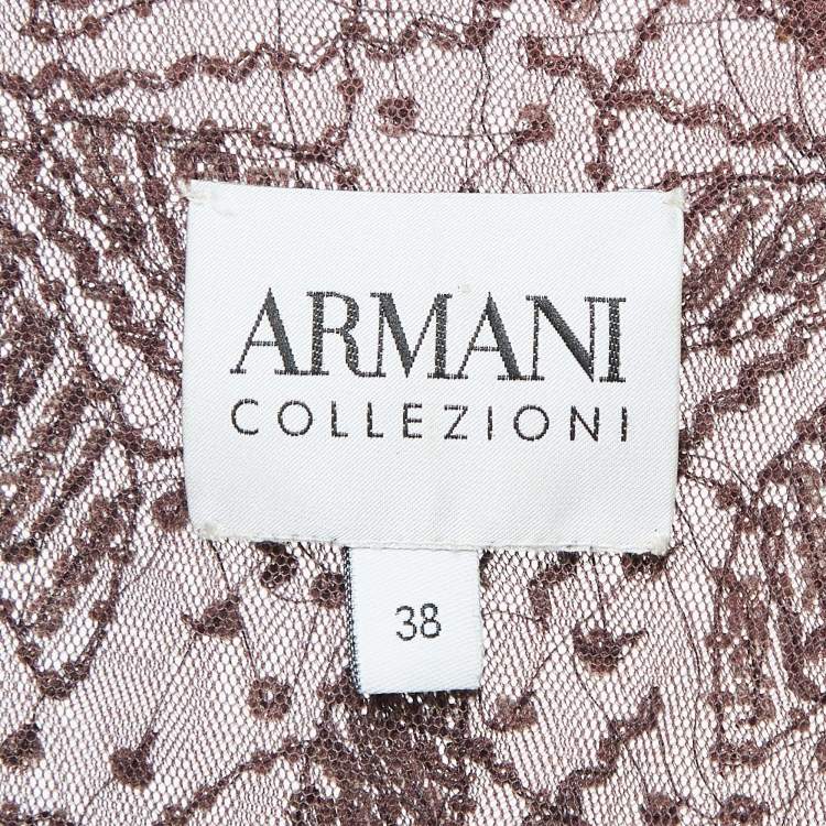 Pre Owned Armani Collezioni Purple Embellished Tulle Shrug S