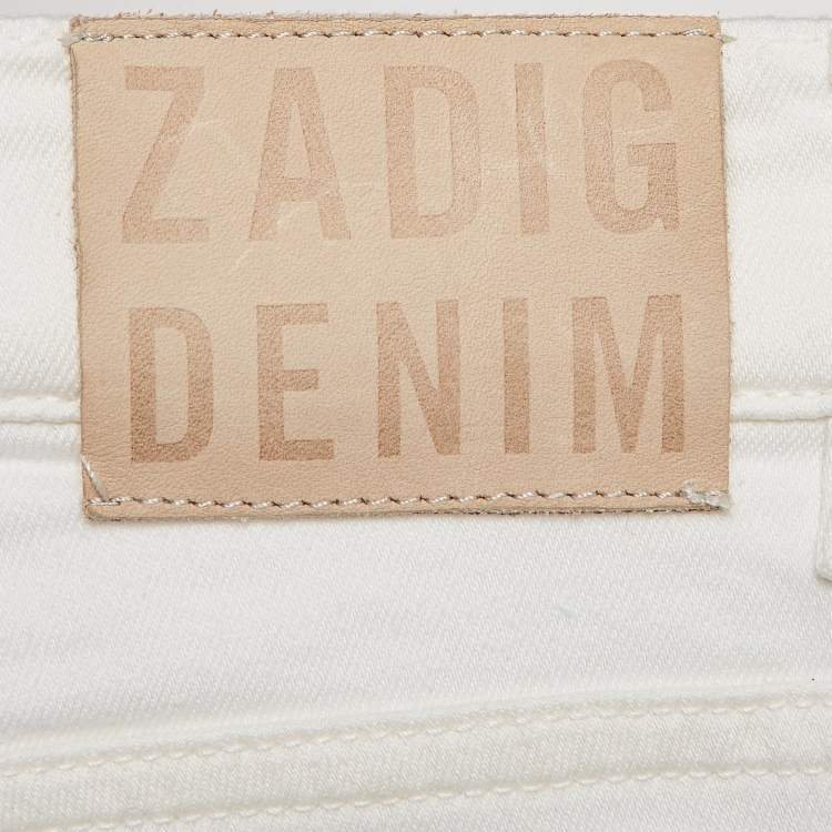 Pre Owned Zadig & Voltaire White Tie Dye Print Denim Jeans M Waist 29"