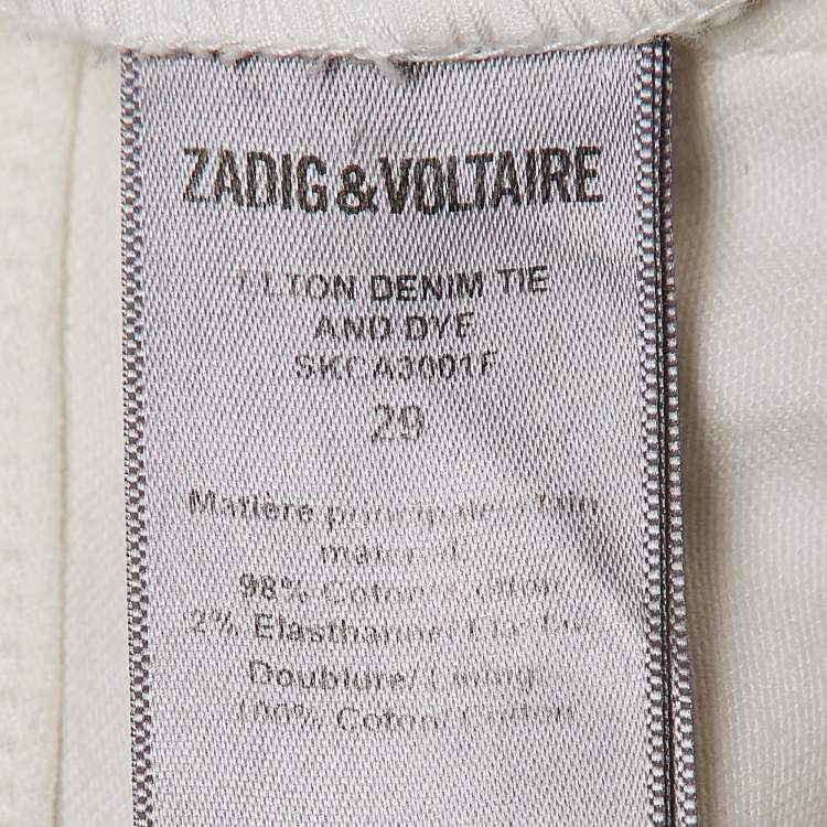 Pre Owned Zadig & Voltaire White Tie Dye Print Denim Jeans M Waist 29"