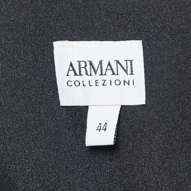 Pre Owned Armani Collezioni Black Crepe Pleated Faux Wrap Maxi Dress M