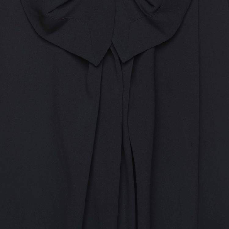 Pre Owned Armani Collezioni Navy Blue Silk Blend Top M