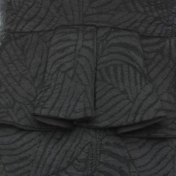 Pre Owned Armani Collezioni Dark Grey Jacquard Midi Dress M