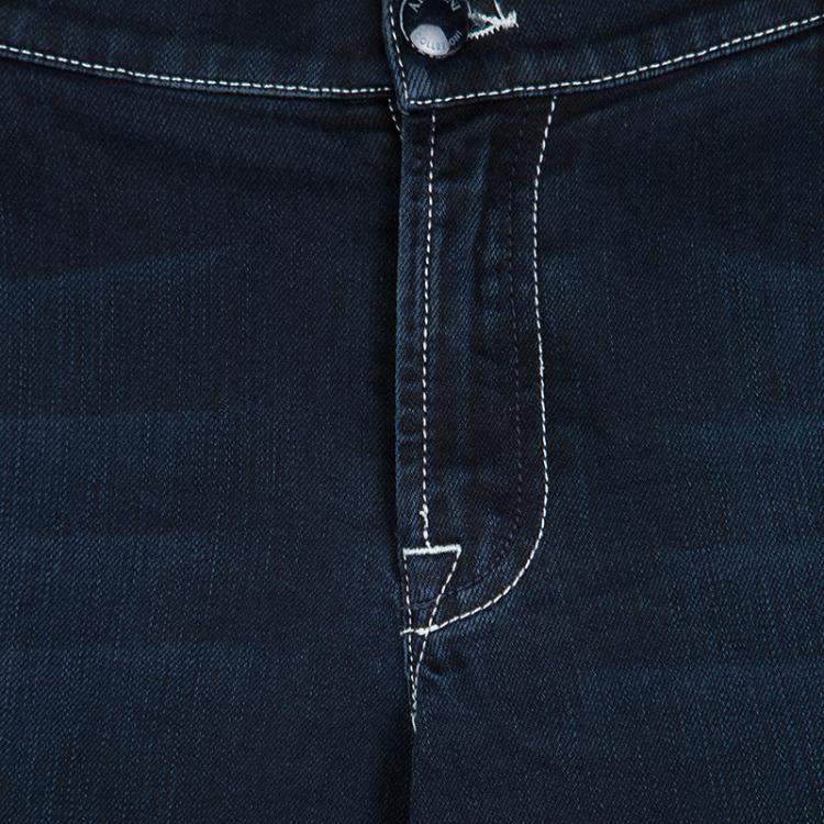 Pre Owned Armani Collezioni Indigo Dark Wash Faded Effect Denim Jeans L