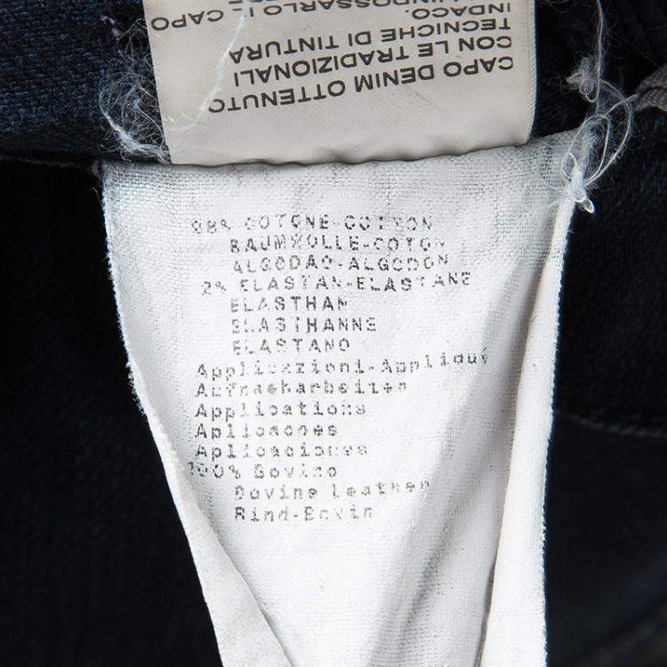 Pre Owned Armani Collezioni Indigo Dark Wash Faded Effect Denim Jeans L