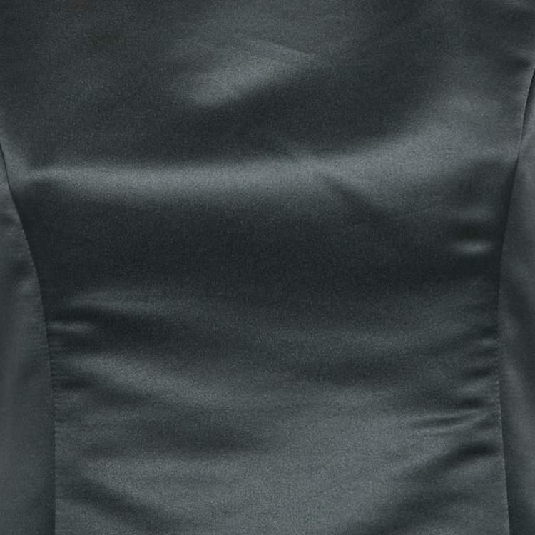 Pre Owned Armani Collezioni Black Satin Sleeveless Mini Dress M