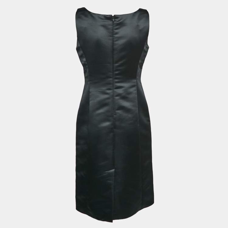 Pre Owned Armani Collezioni Black Satin Sleeveless Mini Dress M