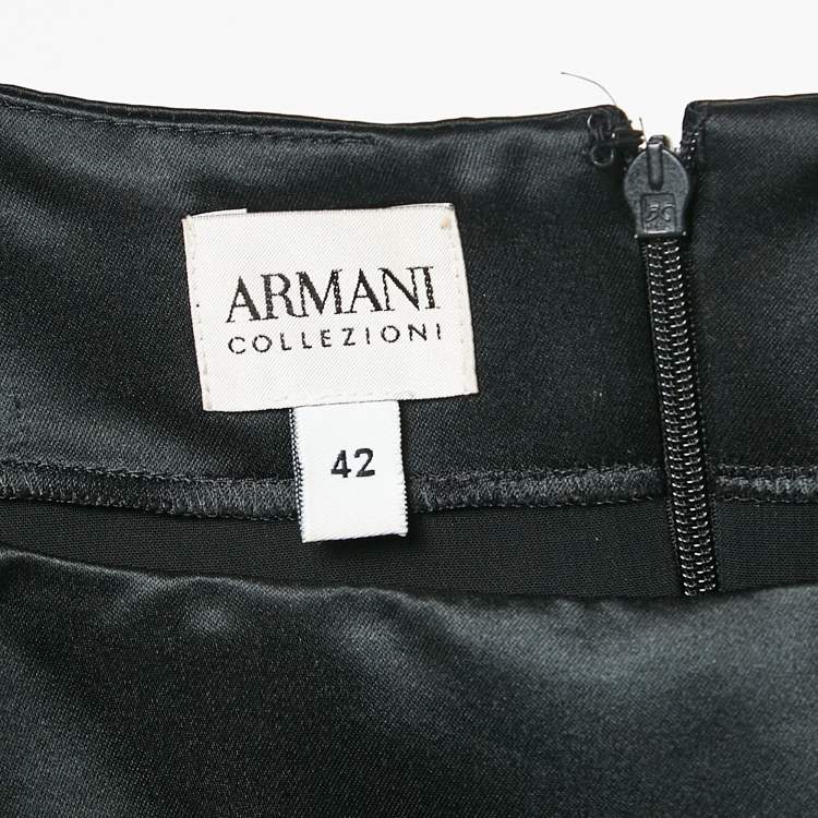 Pre Owned Armani Collezioni Black Satin Sleeveless Mini Dress M