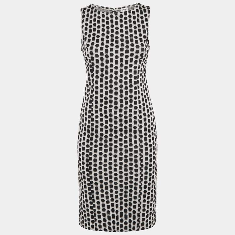 Pre Owned Armani Collezioni White/Black Patterned Jacquard Knit Sleeveless Short Dress S