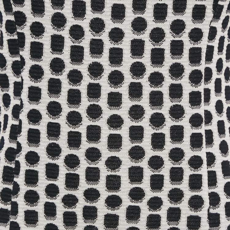 Pre Owned Armani Collezioni White/Black Patterned Jacquard Knit Sleeveless Short Dress S