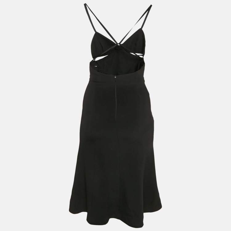 Pre Owned Armani Collezioni Black Stretch Crepe Strappy Short Dress S