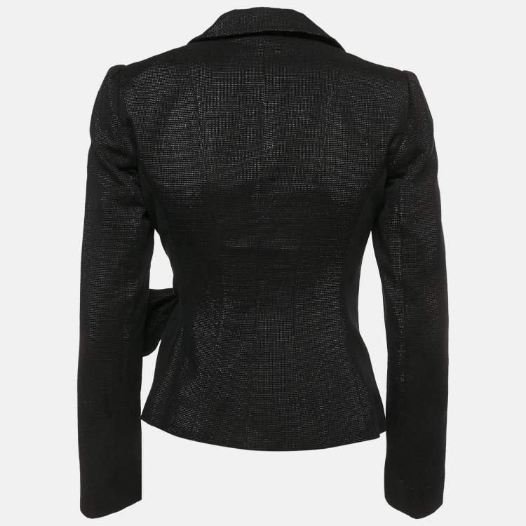 Pre Owned Armani Collezioni  Black Lurex Cotton Wrap Around Blazer S