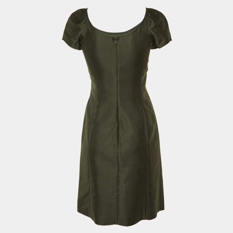Pre Owned Armani Collezioni Charcoal Grey Mulberry Silk Sheath Dress S
