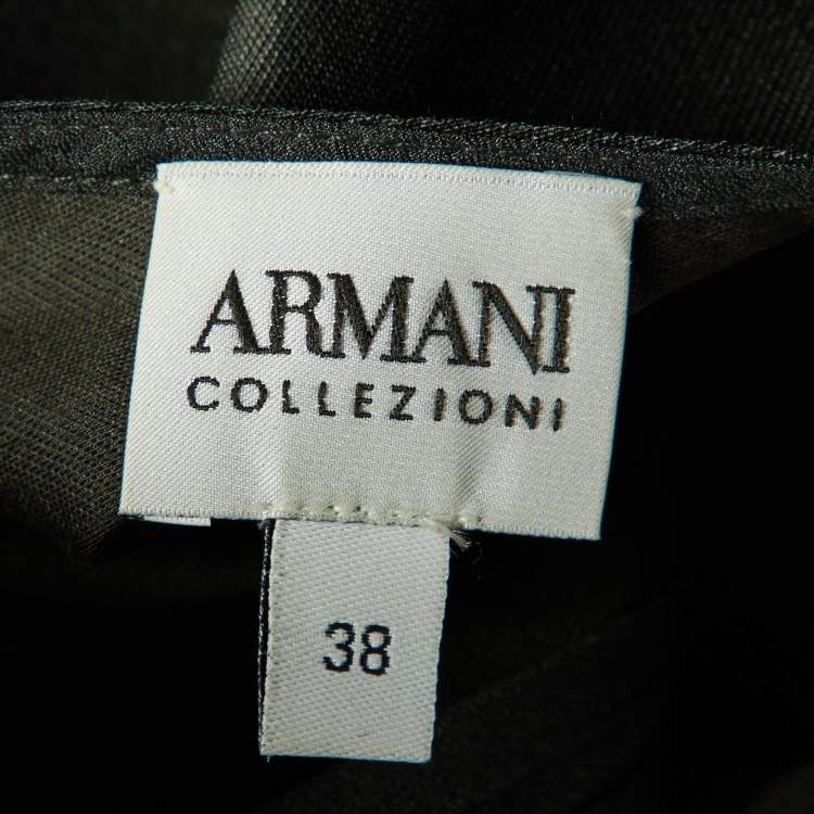 Pre Owned Armani Collezioni Charcoal Grey Mulberry Silk Sheath Dress S