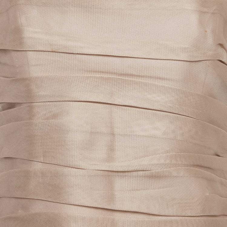 Pre Owned Armani Collezioni Pink Silk Tulle Gathered Sleeveless Top L