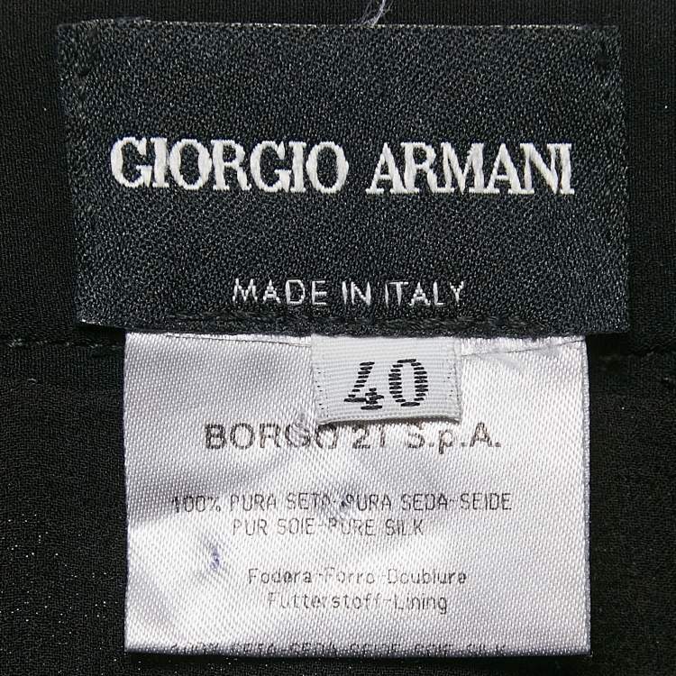 Pre Owned Armani Collezioni Black Silk Flared Knee-Length Skirt S