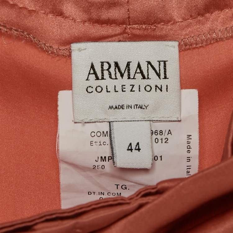 Pre Owned Armani Collezioni Orange Silk Satin Belt Trousers M