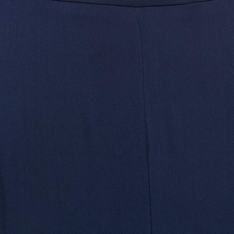 Pre Owned Armani Collezioni Navy Blue Silk Wide-Leg Pants M