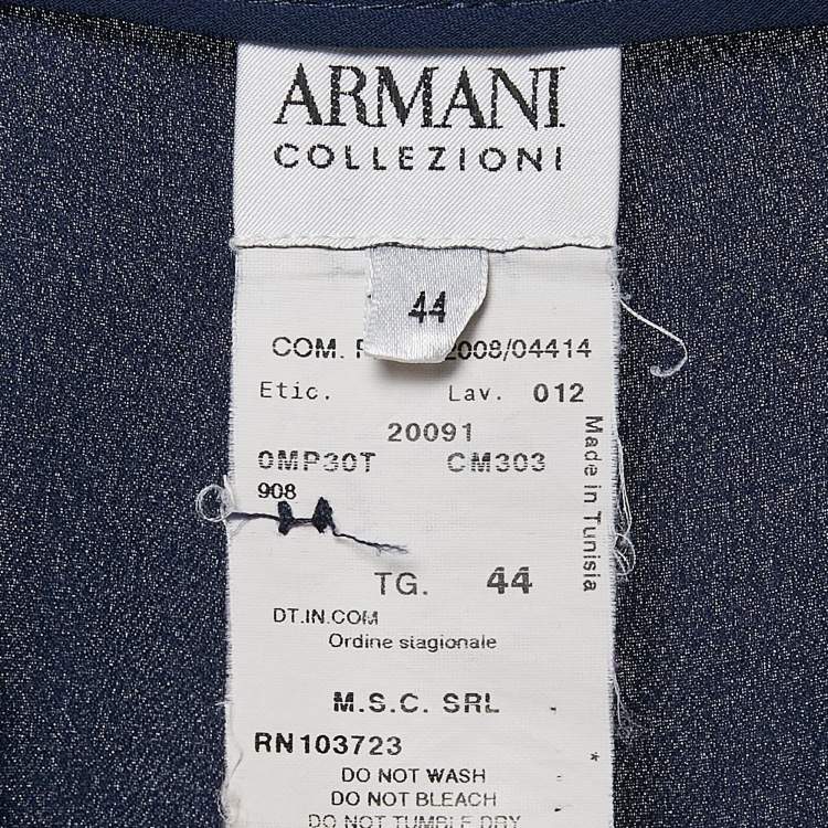 Pre Owned Armani Collezioni Navy Blue Silk Wide-Leg Pants M