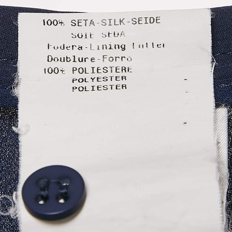 Pre Owned Armani Collezioni Navy Blue Silk Wide-Leg Pants M