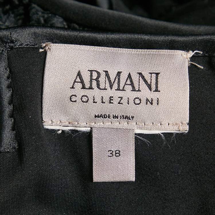 Pre Owned Armani Collezioni Black Embroidered Organza Tie-Up Detail Sleeveless Mini Dress S
