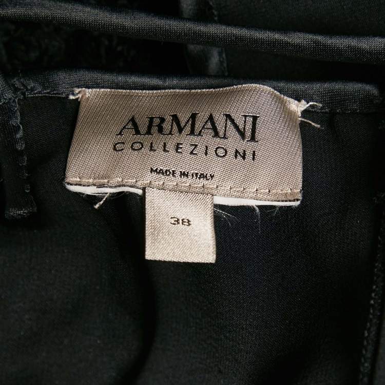 Pre Owned Armani Collezioni Black Embroidered Organza Tie-Up Detail Sleeveless Mini Dress S