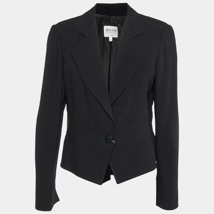 Pre Owned Armani Collezioni Black Crepe Peplum Blazer L