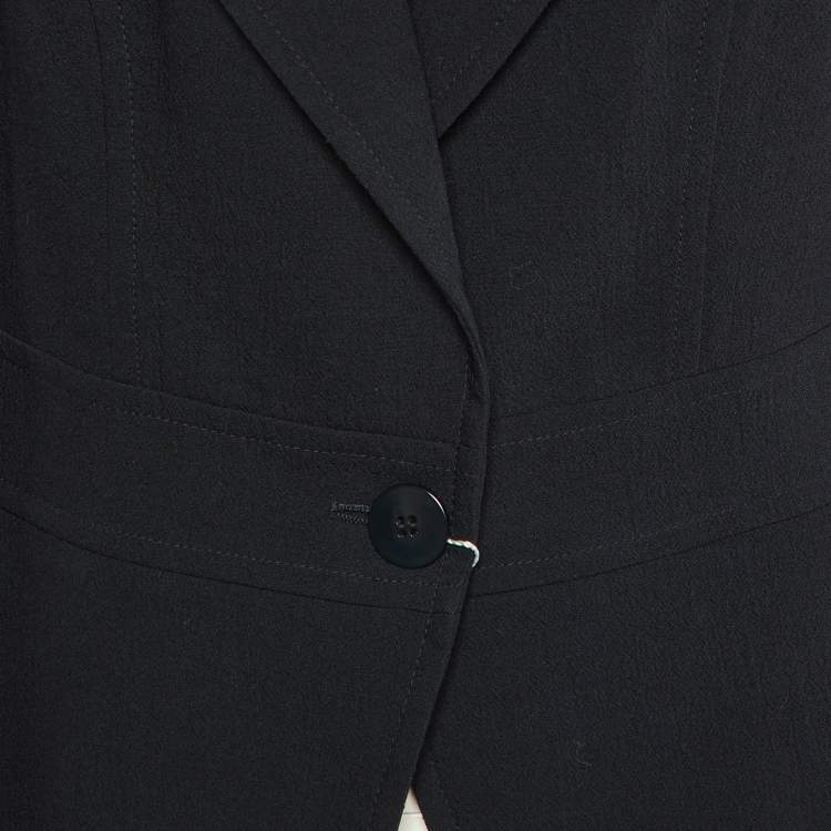 Pre Owned Armani Collezioni Black Crepe Peplum Blazer L