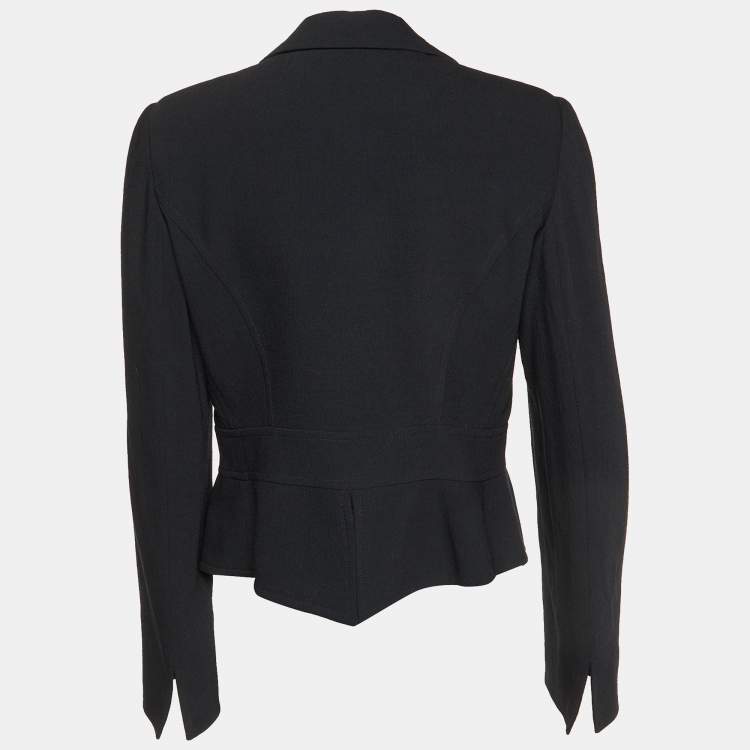 Pre Owned Armani Collezioni Black Crepe Peplum Blazer L
