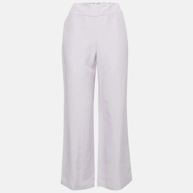 Pre Owned Armani Collezioni Light Purple Crepe Wide-Leg Trousers M