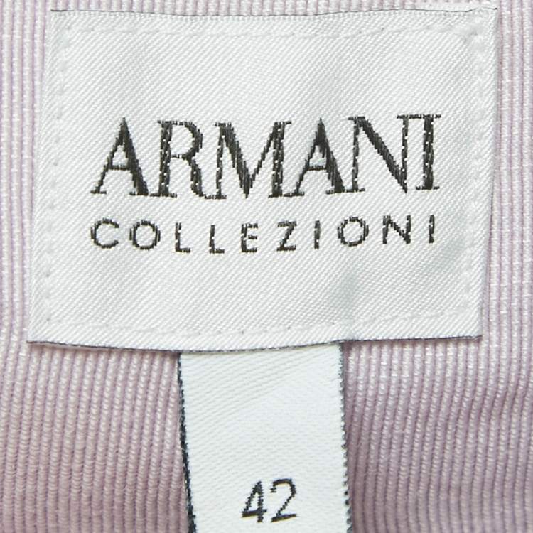 Pre Owned Armani Collezioni Light Purple Crepe Wide-Leg Trousers M