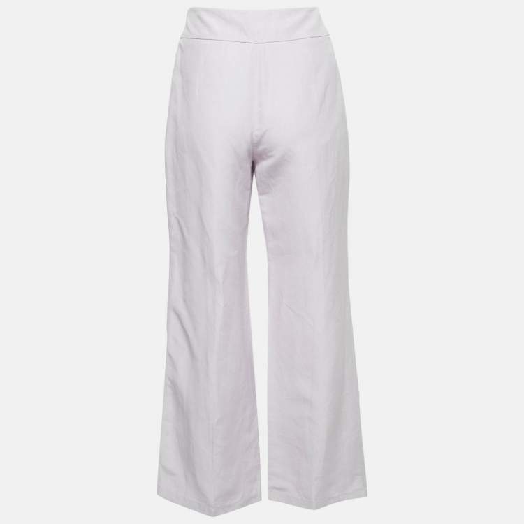 Pre Owned Armani Collezioni Light Purple Crepe Wide-Leg Trousers M