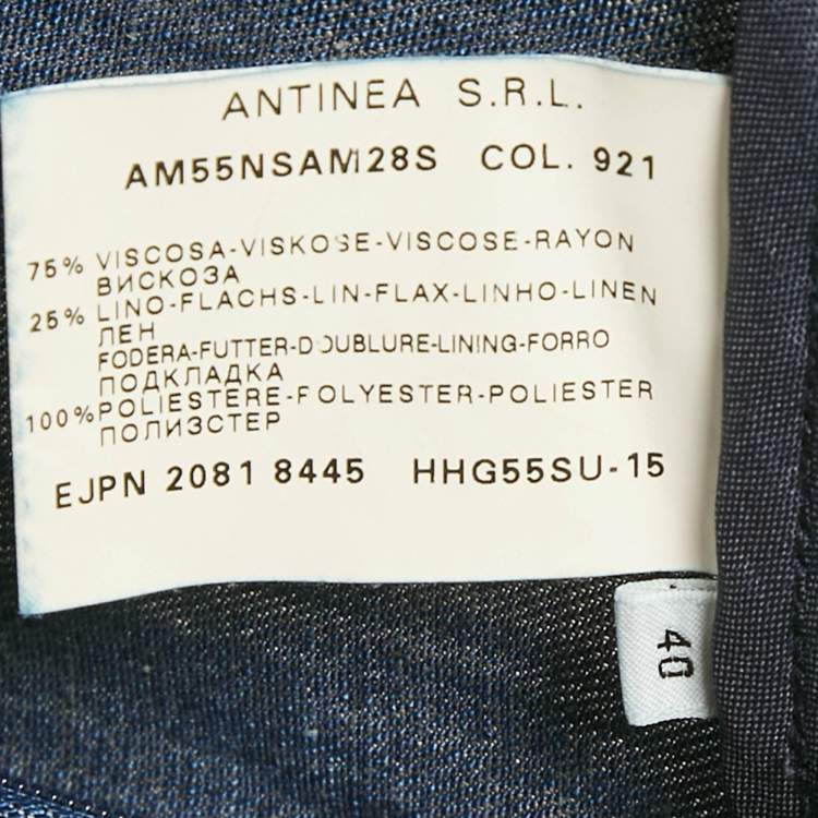 Pre Owned Armani Collezioni Blue Denim Ruffled Midi Skirt S