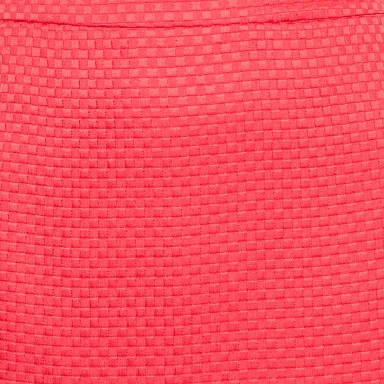 Pre Owned Armani Collezioni Red Checked Pattern Silk Knee-Length Skirt L