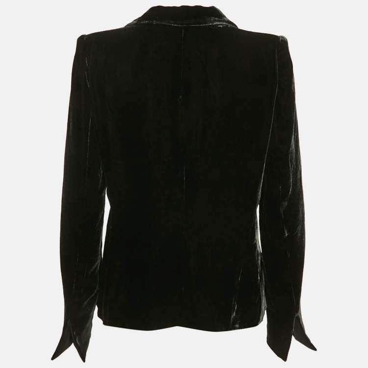 Pre Owned Armani Collezioni  Green Rose Applique Velvet Blazer XL