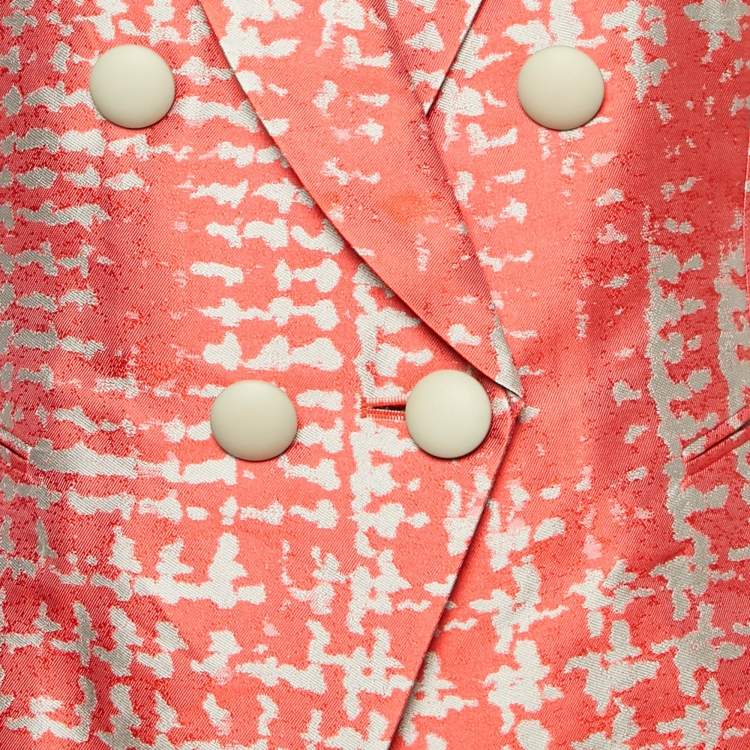 Pre Owned Armani Collezioni Orange Patterned Silk Blazer L
