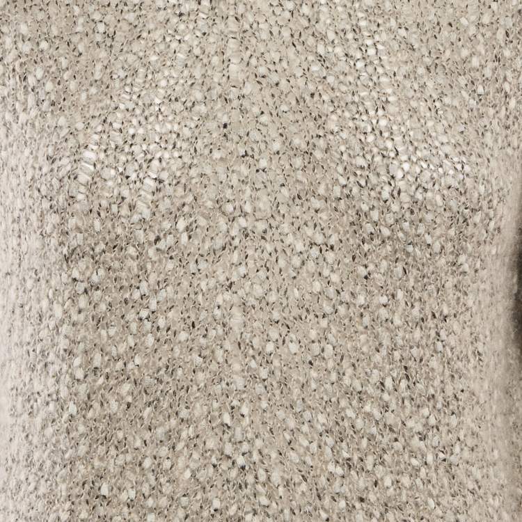 Pre Owned Armani Collezioni Grey Patterned Knit Turtle Neck Sweater M