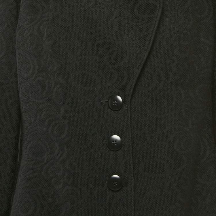 Pre Owned Armani Collezioni Black Jacquard Wool Button Front Blazer L