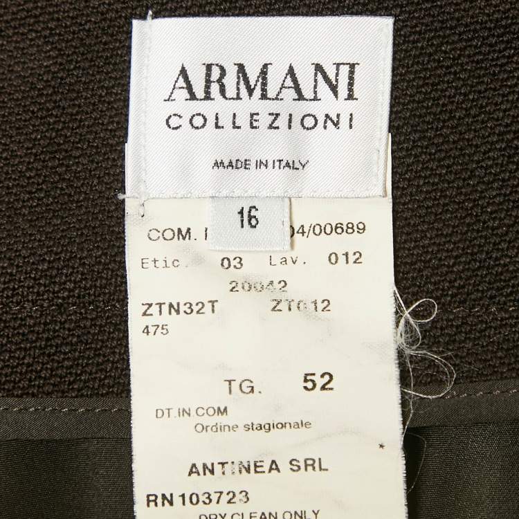 Pre Owned Armani Collezioni Brown Wool Skirt Suit XL