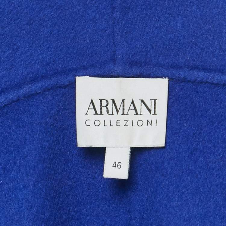 Pre Owned Armani Collezioni Blue Wool Felt Double Fabric Coat L