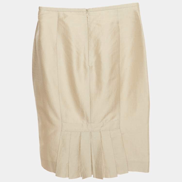 Pre Owned Armani Collezioni Beige Jacquard Pencil Skirt M 