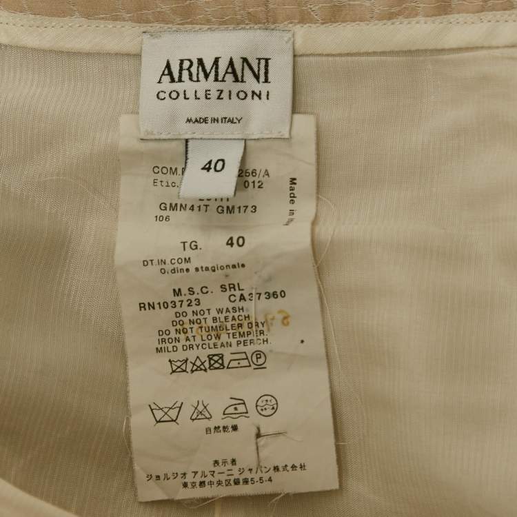 Pre Owned Armani Collezioni Beige Jacquard Pencil Skirt M 