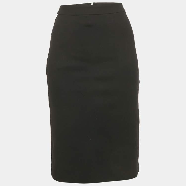 Pre Owned Armani Collezioni Black Jersey Pencil Skirt S