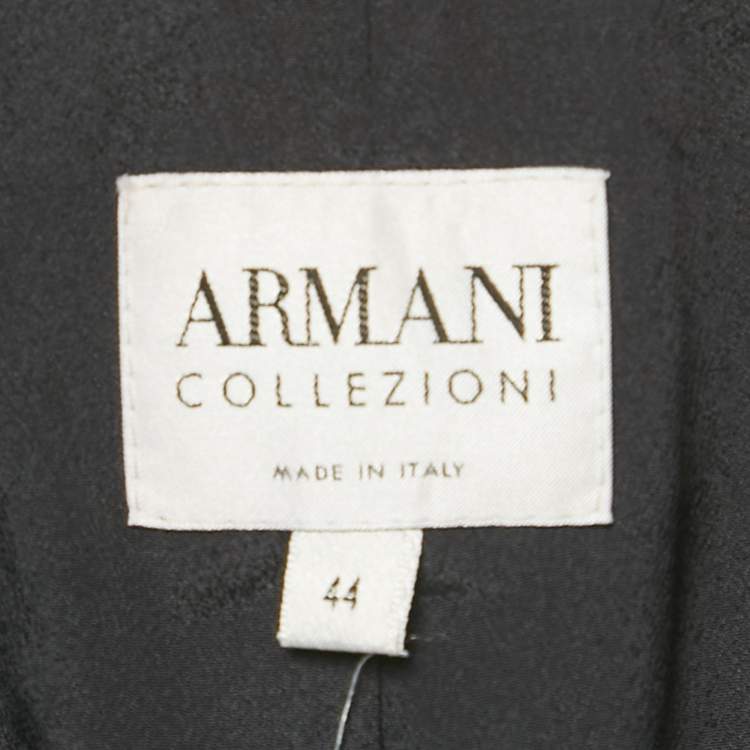 Pre Owned Armani Collezioni Black Patterned Wool Blend Flared Pant Suit  M/L   