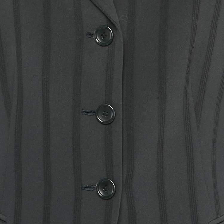 Pre Owned Armani Collezioni Black Patterned Wool Blend Flared Pant Suit  M/L   