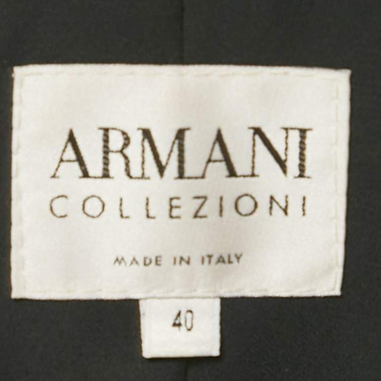 Pre Owned Armani Collezioni Black Silk Lace Trimmed Button Front Blazer S