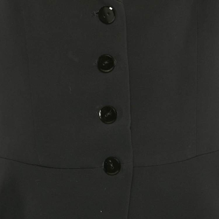 Pre Owned Armani Collezioni Black Silk Lace Trimmed Button Front Blazer S