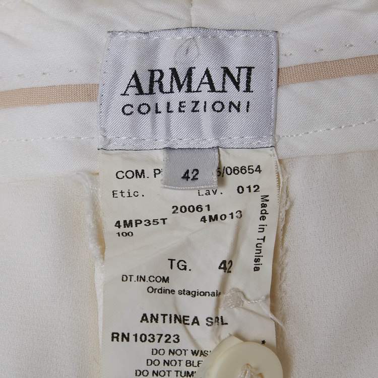 Pre Owned Armani Collezioni Ivory Linen Tailored Suit M