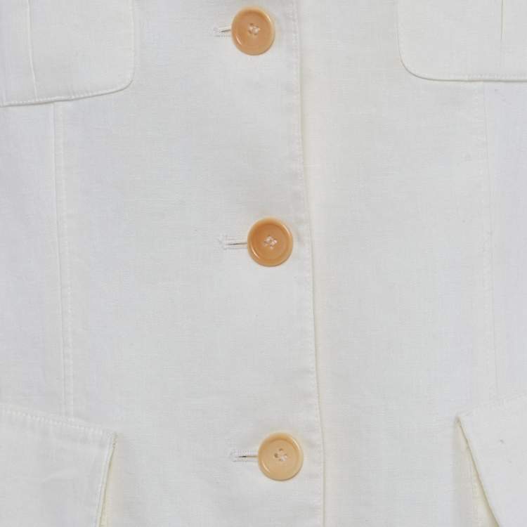 Pre Owned Armani Collezioni Ivory Linen Tailored Suit M