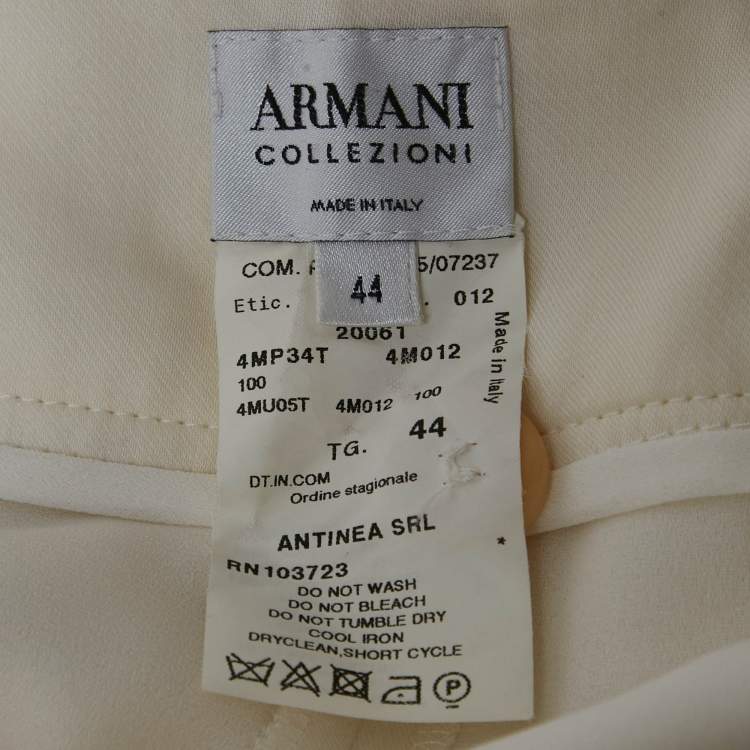 Pre Owned Armani Collezioni Cream Crepe Tailored Suit M